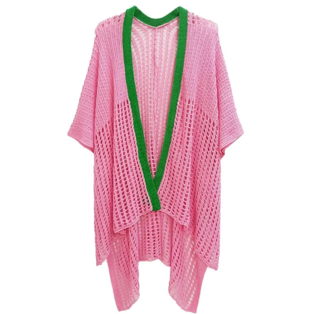 Crochet Pink and Green Kimono