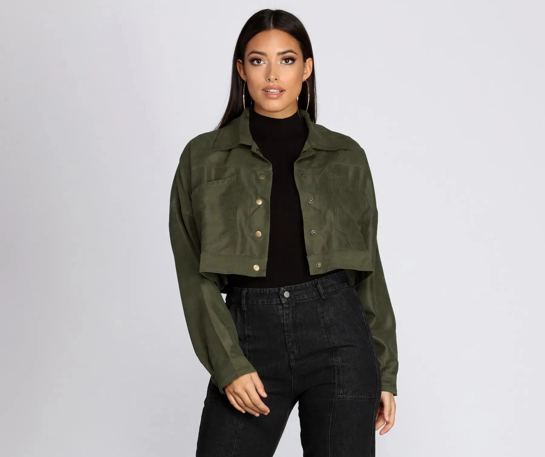 Cropped And Collared Lightweight Jacket