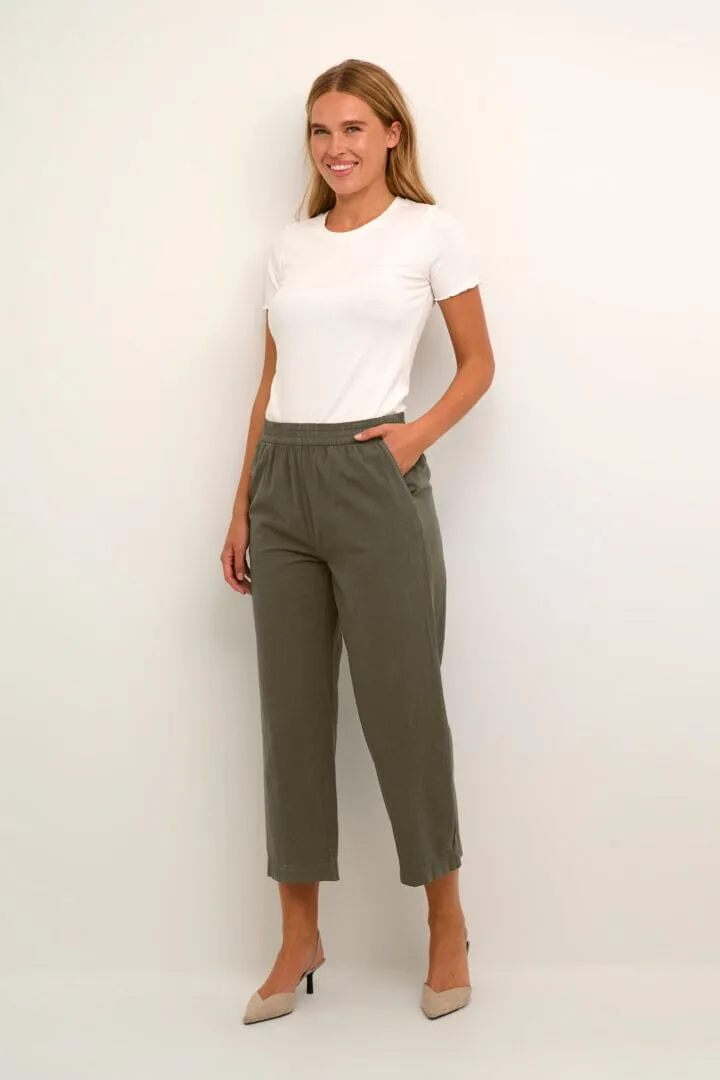 CROPPED KHAKI COTTON PANT