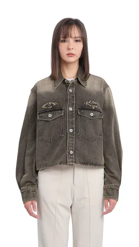 Cropped Soil Denim Studded Shirt Jacket