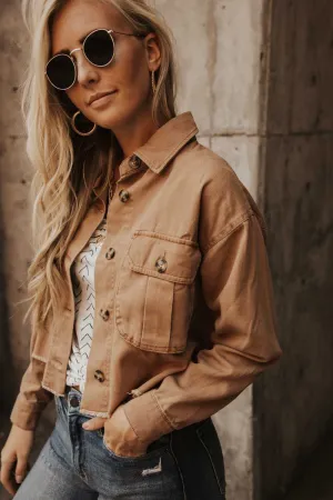 Cropped Tan Utility Jacket