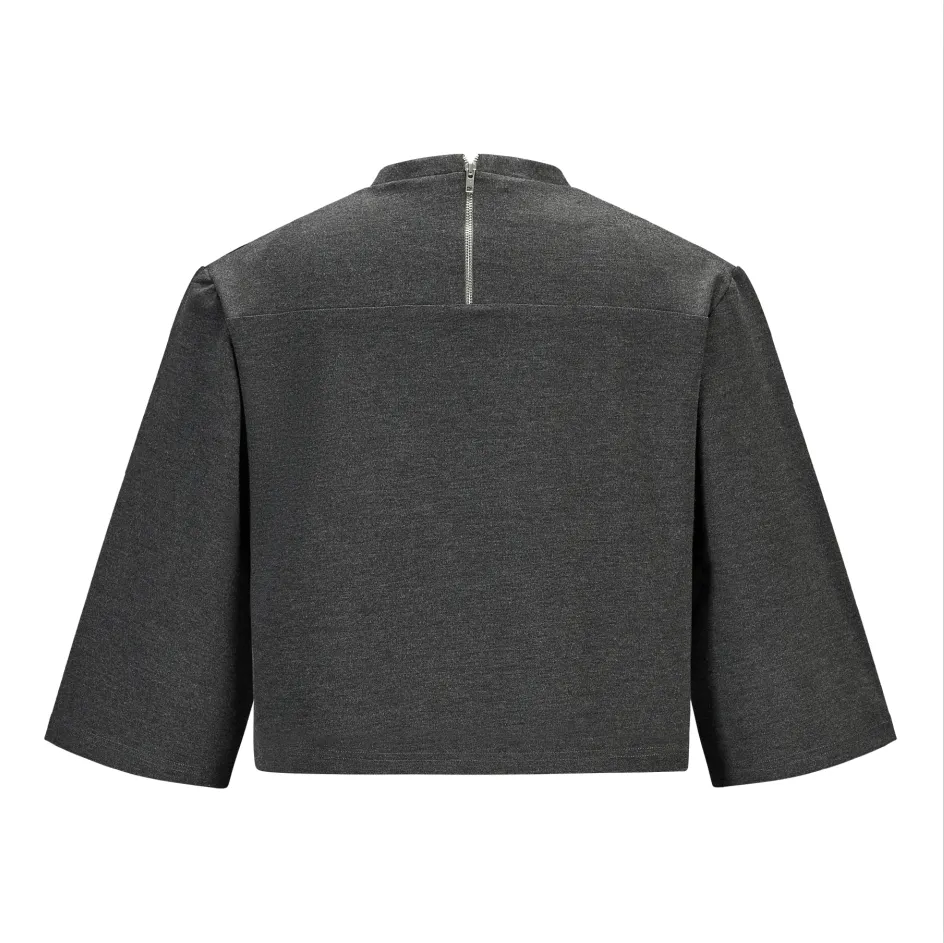 Cropped TOP sweatshirt SW2150M - In dark grey milano