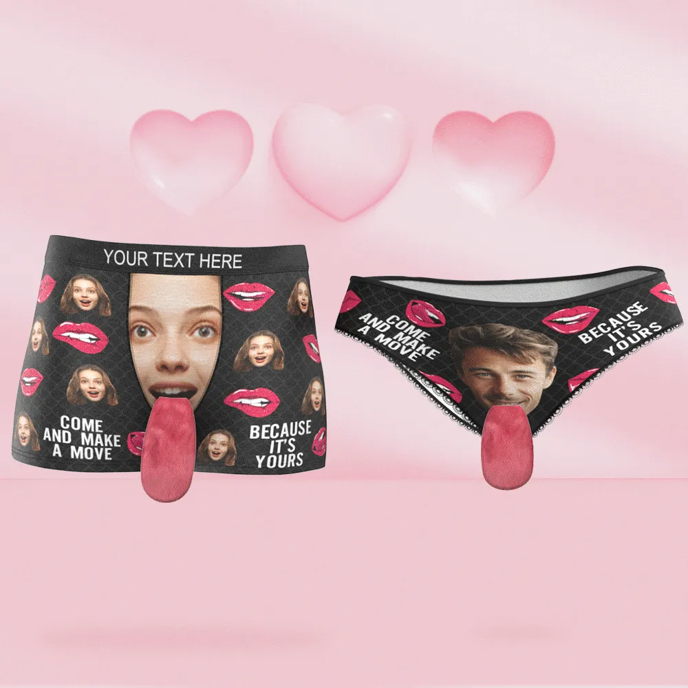 Custom Face Underwear Personalised Magnetic Tongue Underwear COME AND MAK A MOVE Valentine's Day Gifts for Couple