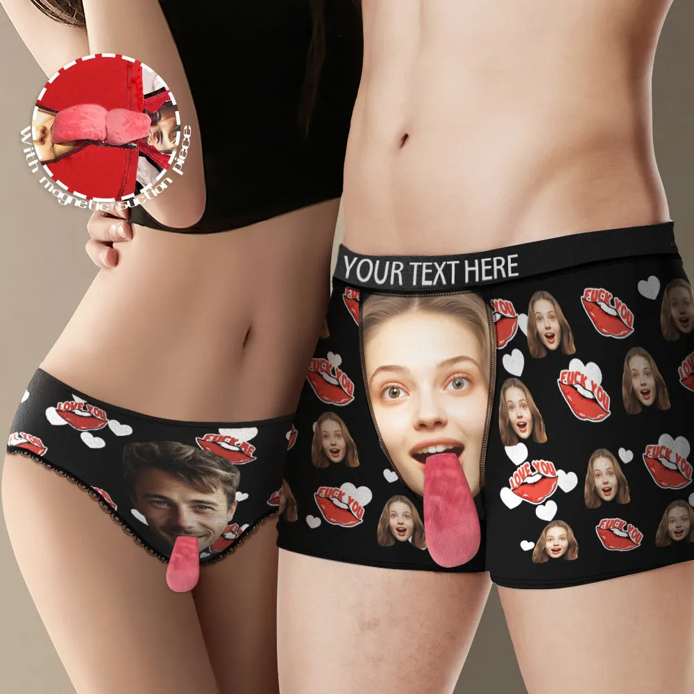 Custom Face Underwear Personalised Magnetic Tongue Underwear Love You Valentine's Gifts for Couple