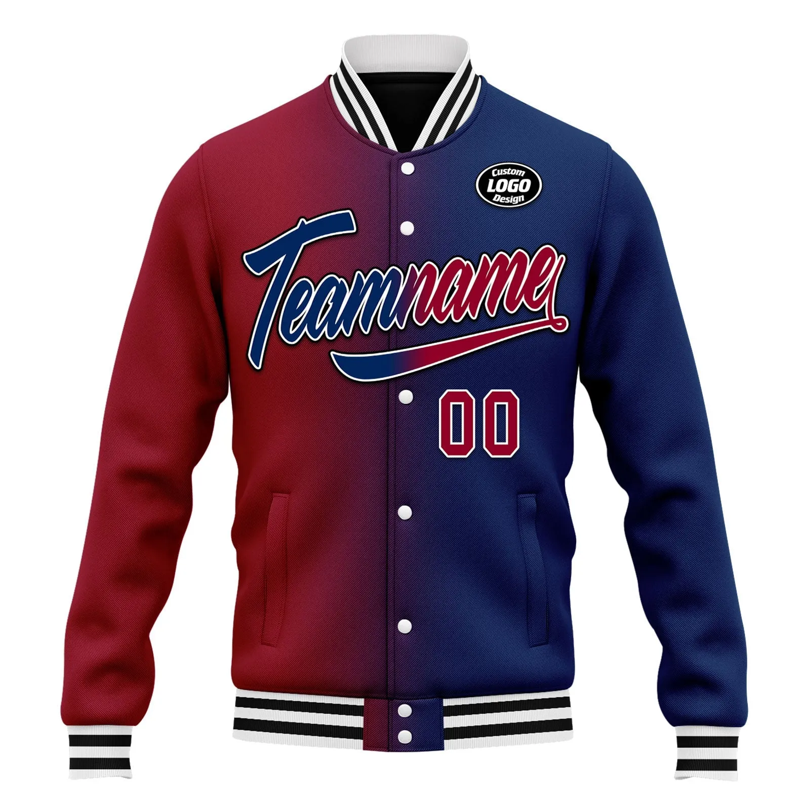 Custom Gradient Fashion Jacket Bomber Full-Snap Varsity Letterman Personalized Jacket FZ005-D028016-3