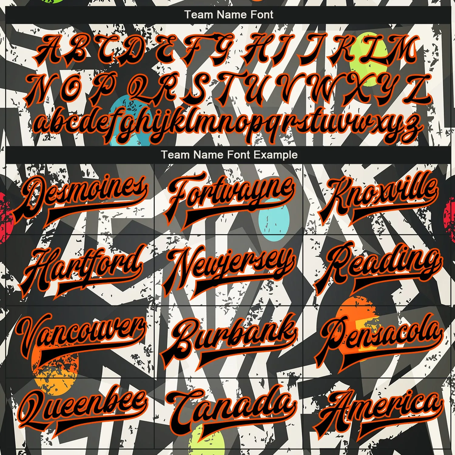 Custom Graffiti Pattern Black-Orange Modern Geometric Grunge Art 3D Bomber Full-Snap Varsity Letterman Jacket