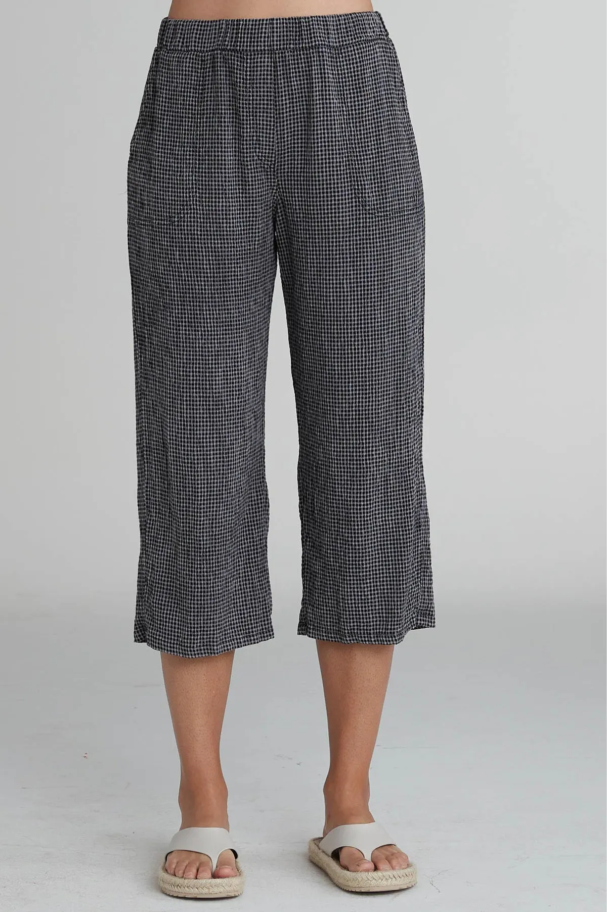 Cut Loose Crinkle Check Easy Crop Pant Spring 2025- Special Order