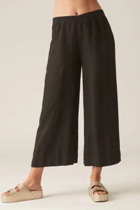 Cut Loose Solid Linen Crop Pant