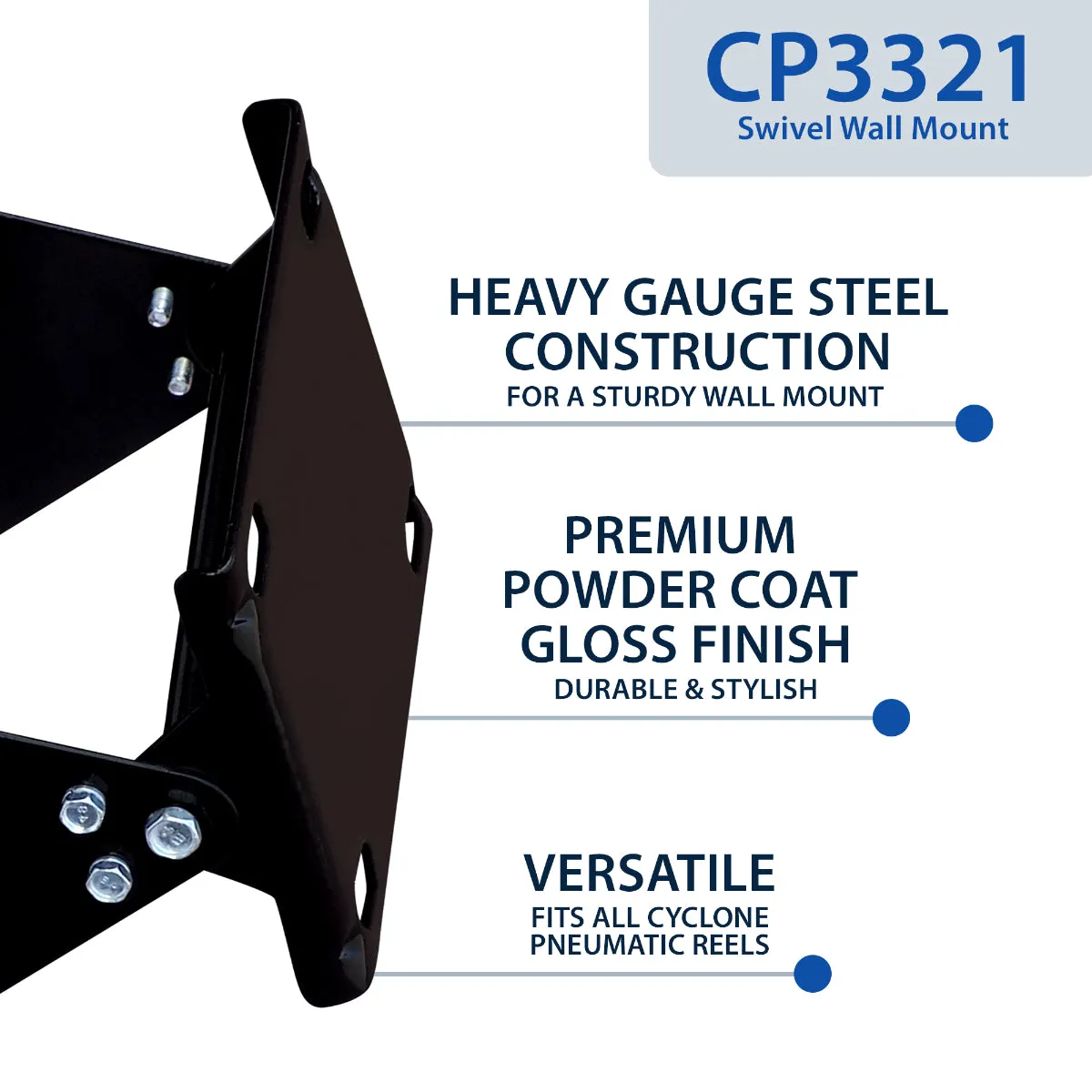 Cyclone Pneumatic CP3321 Heavy Duty Wall Mount Swivel For Air Hose Reels