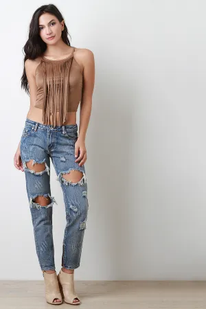 Destroyed Denim Boyfriend Jeans