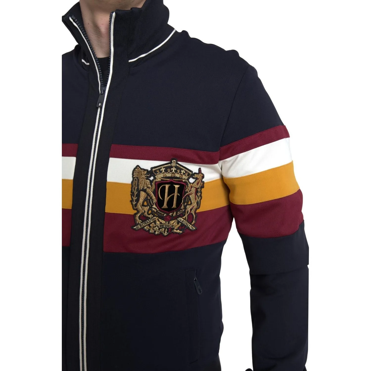 Dolce & Gabbana Elegant Blue Striped Zip Cardigan Sweater