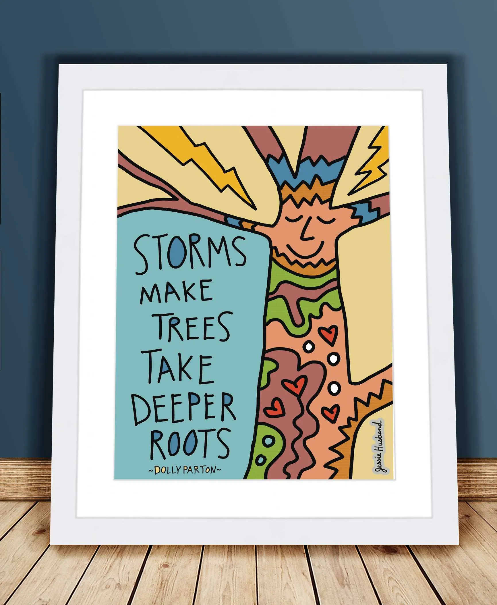 Dolly Parton quote art, storms, rain, thunder, growth