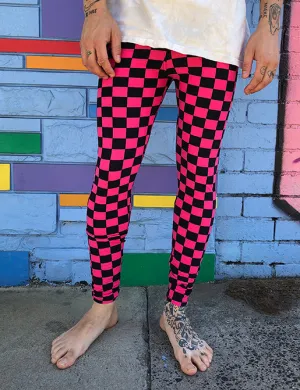 DOOF MEGGINGS - BLACK & PINK CHECKERBOARD