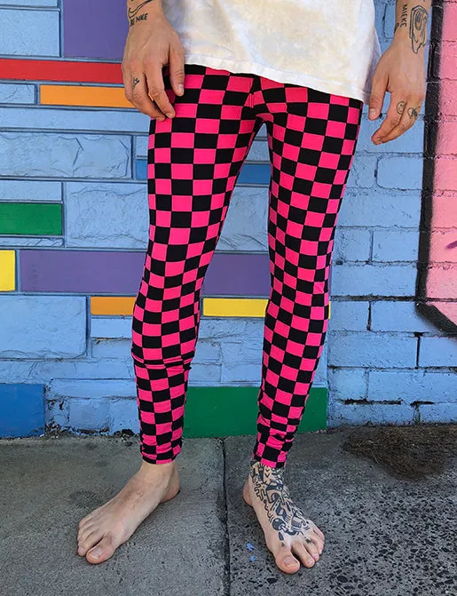 DOOF MEGGINGS - BLACK & PINK CHECKERBOARD