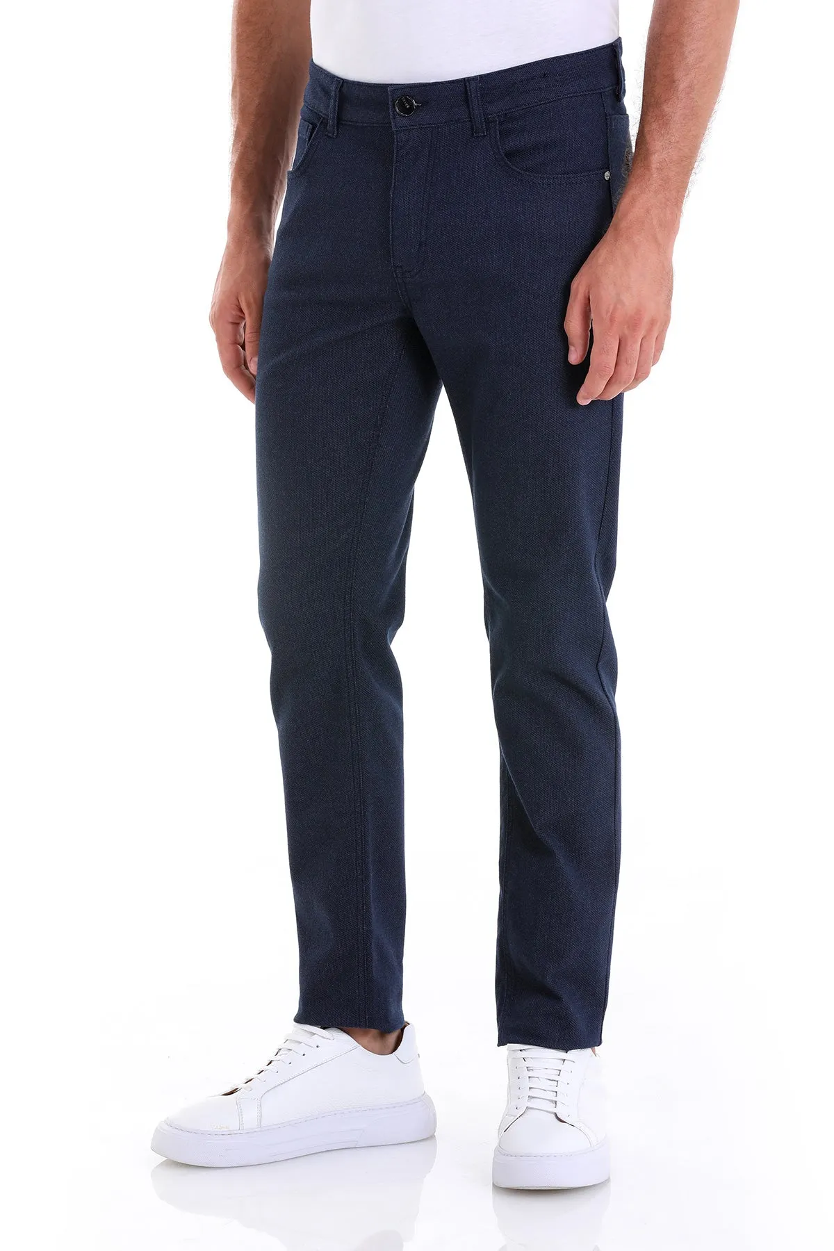 Dynamic Fit 5 Pocket Low Waist Cotton Navy Casual Pants