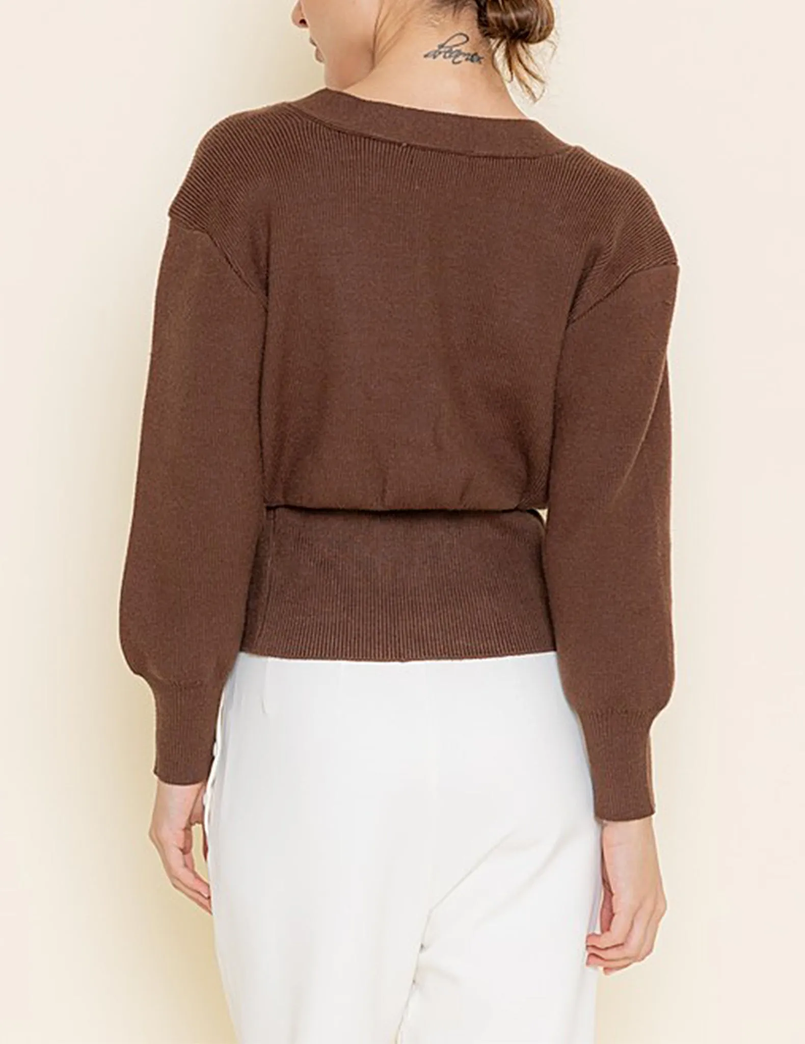 Edythe Chocolate One-Button Cardigan