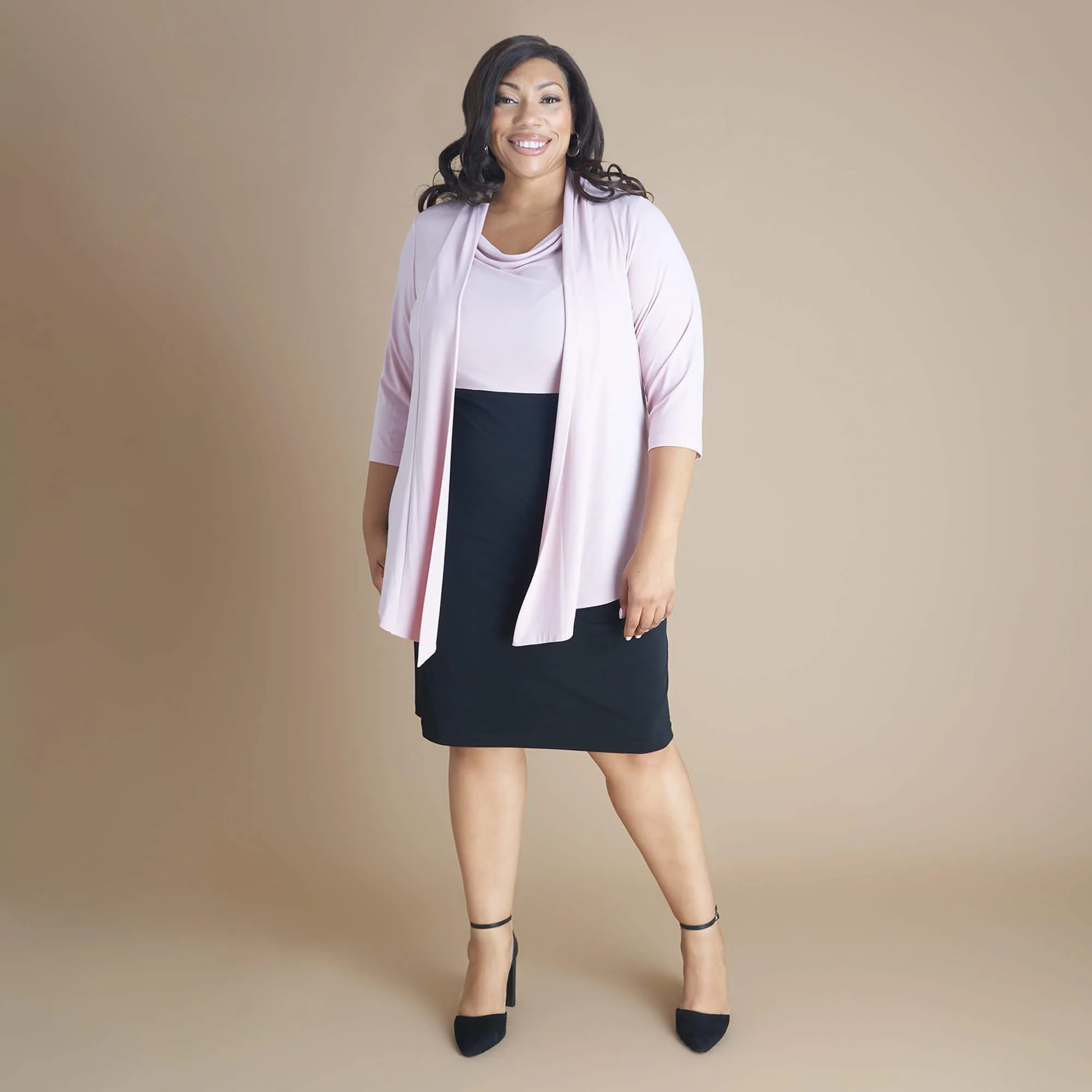 Effie Dusty Blush Colorblock Cardigan Dress