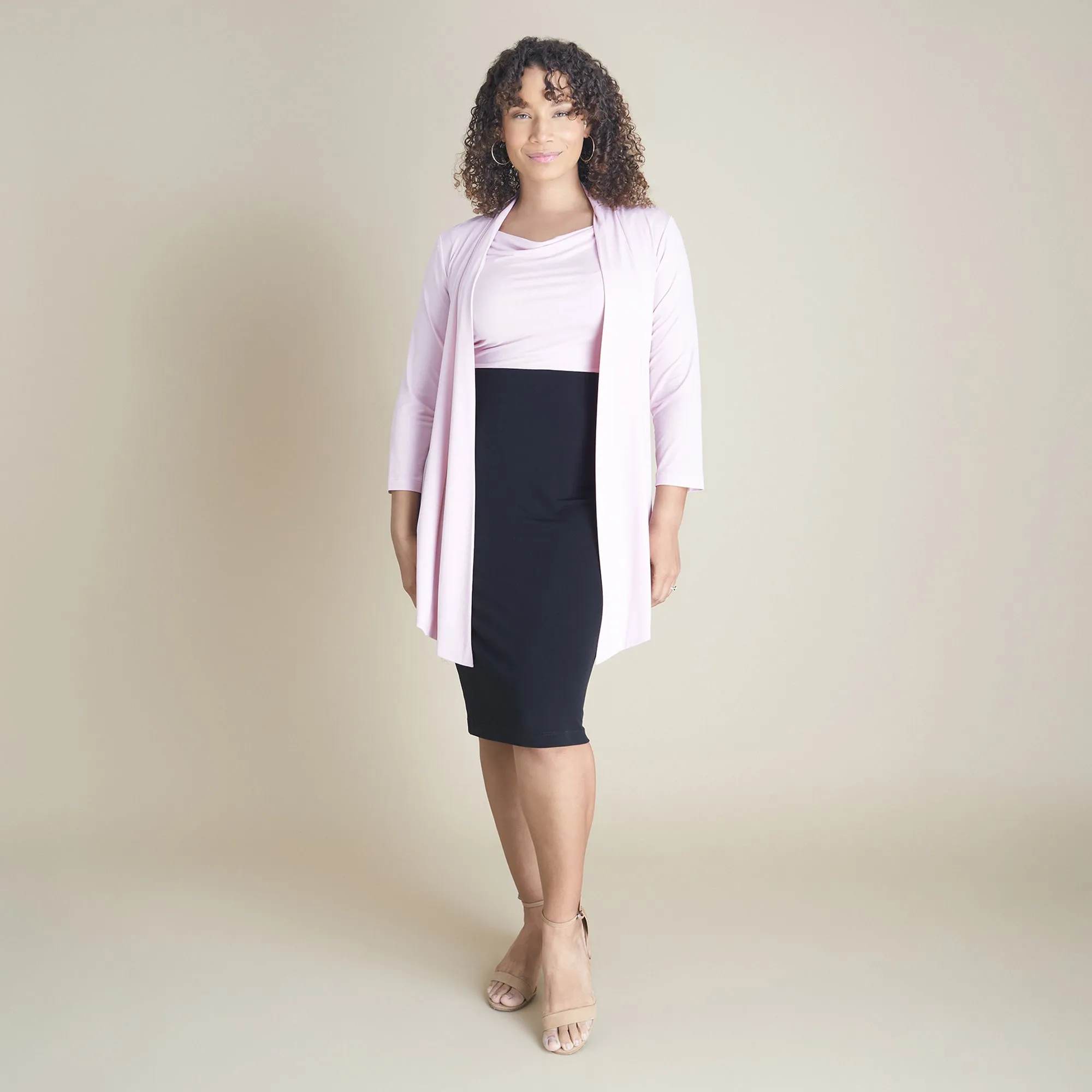 Effie Dusty Blush Colorblock Cardigan Dress