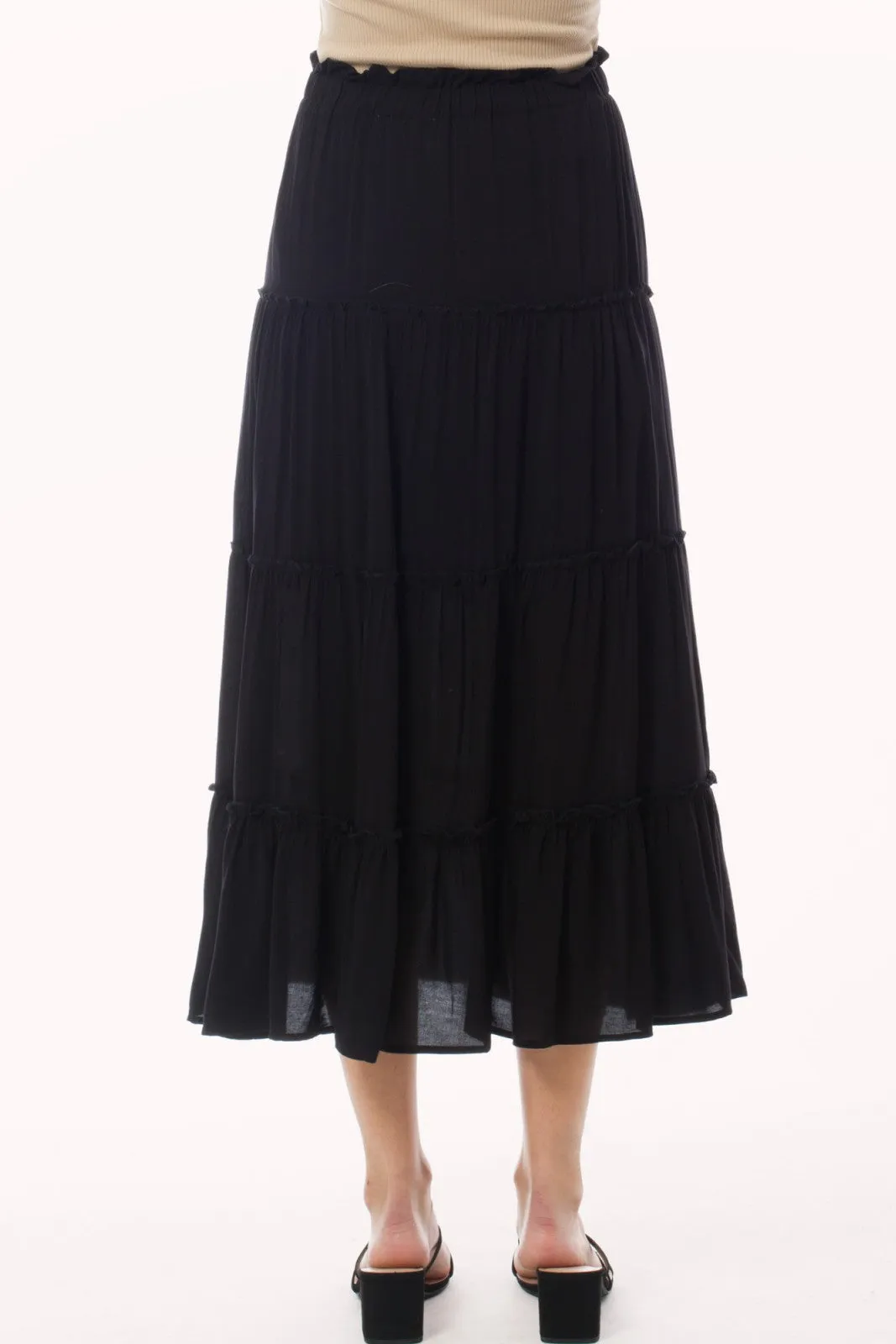 Elastic Waist A Line Ruffle Maxi Skirt 5256