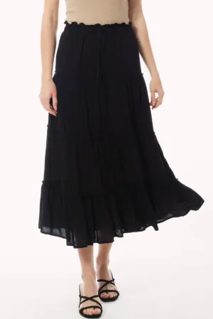 Elastic Waist A Line Ruffle Maxi Skirt 5256