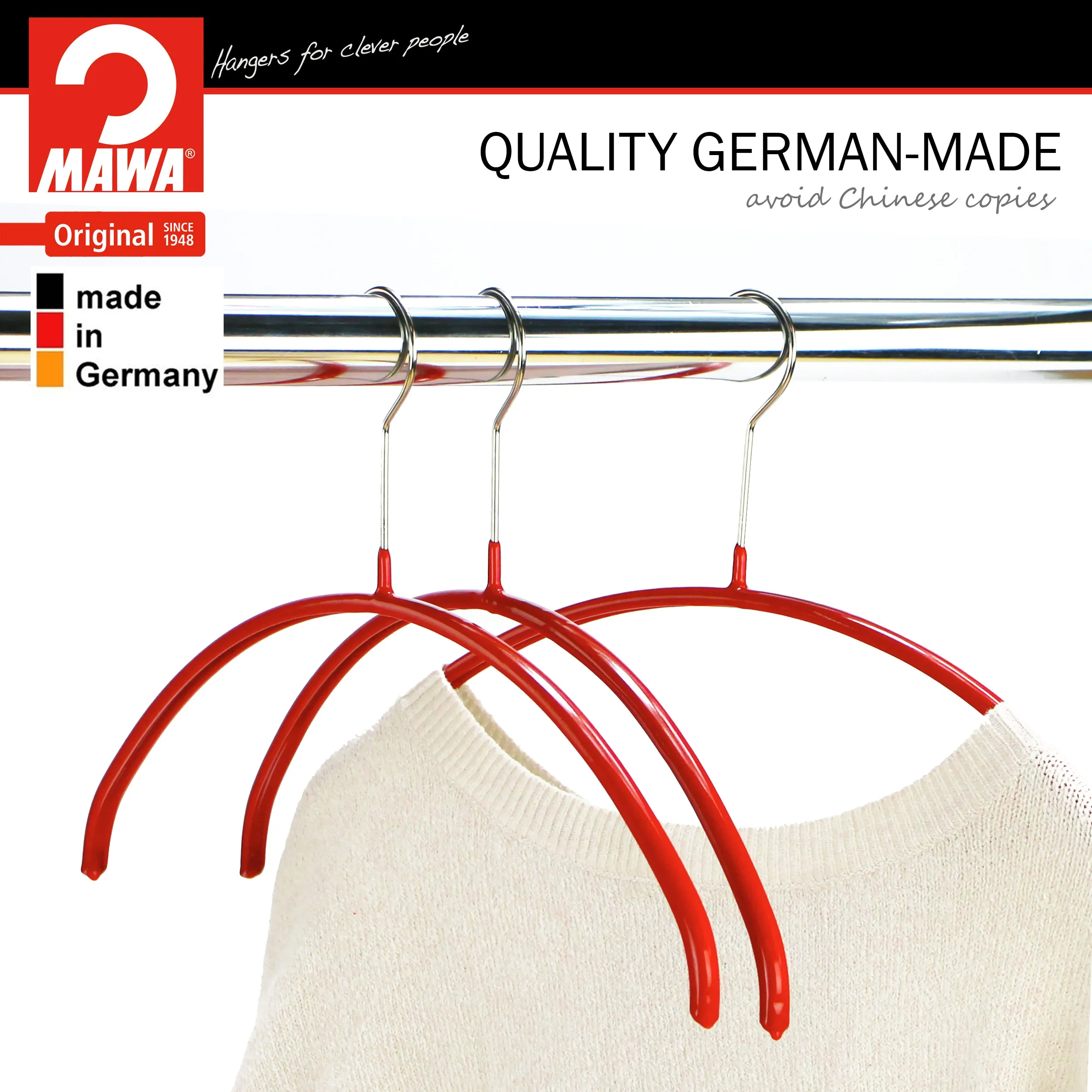 Euro Shirt, Sweater, Dress, Non-Slip Steel Clothing Hanger, Model 40-P, Red