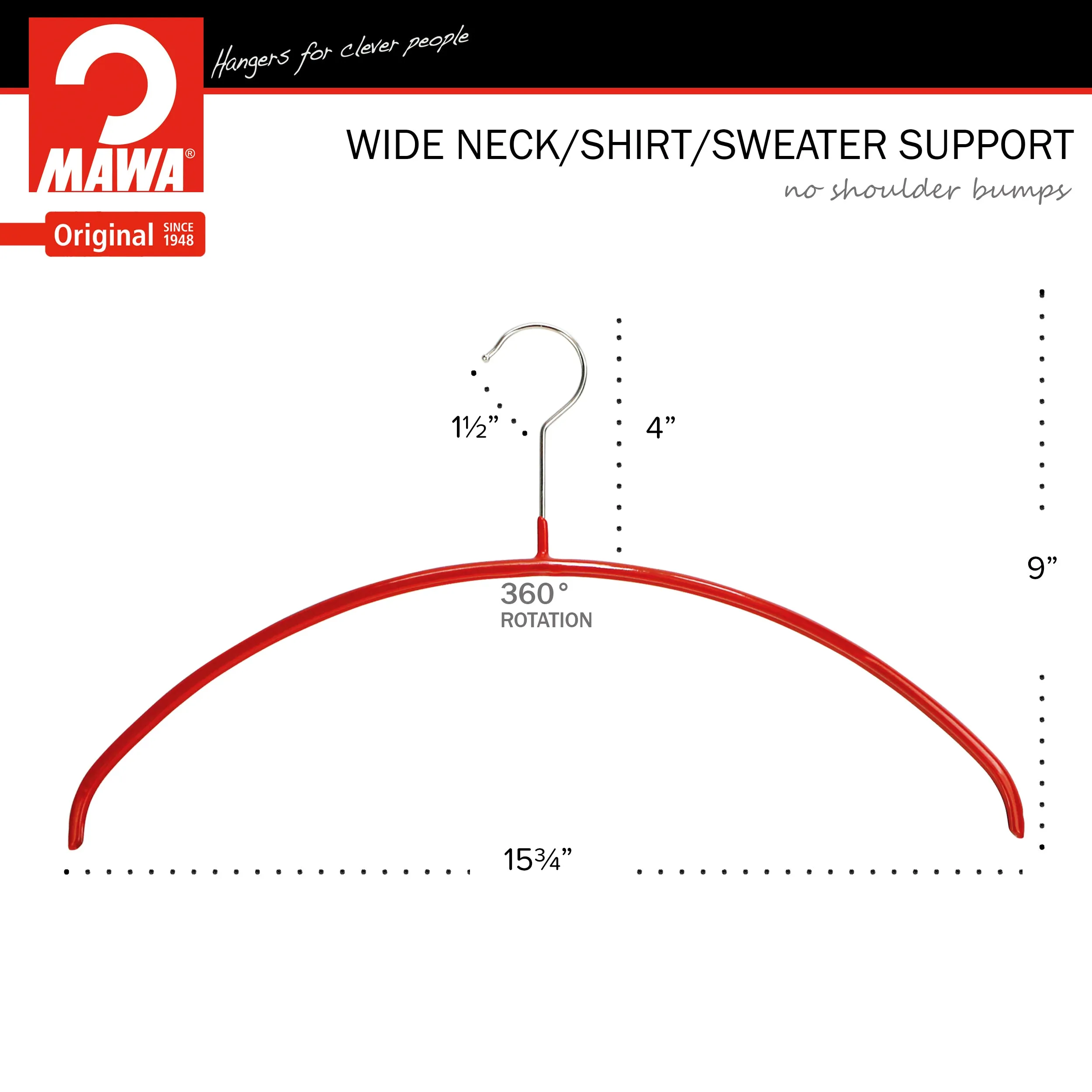 Euro Shirt, Sweater, Dress, Non-Slip Steel Clothing Hanger, Model 40-P, Red