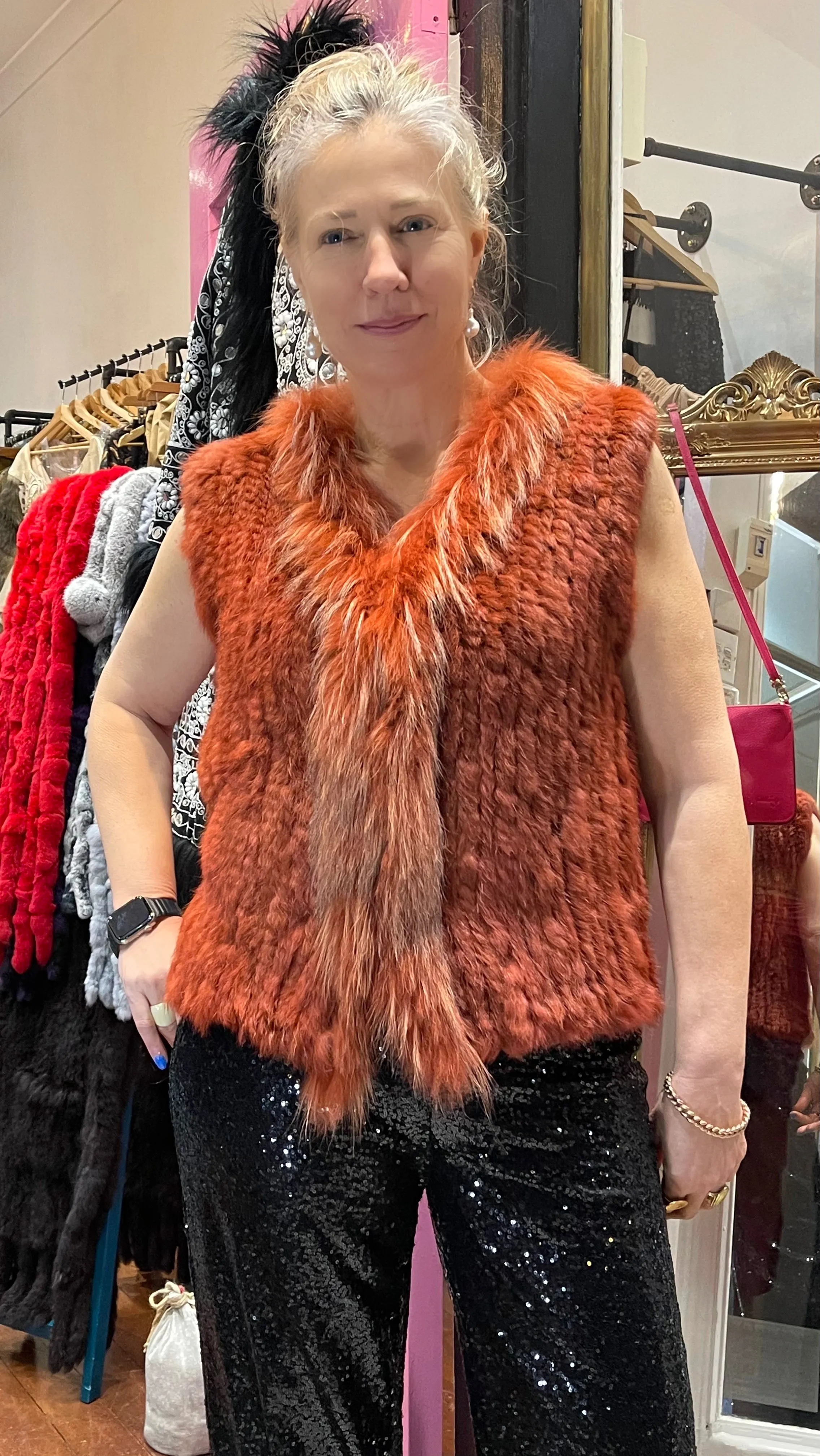 Fangsco Furs - Fur Cropped Vest Jacket - Spice