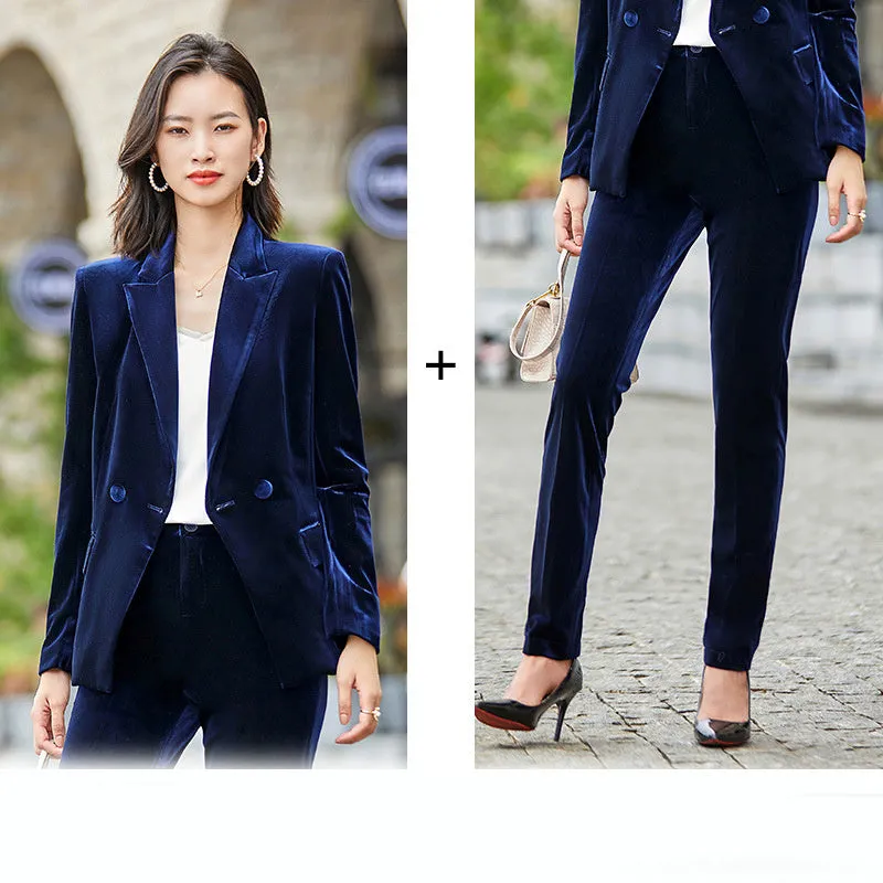 Fashion Simple Women's Velvet Suit Jacket Suit