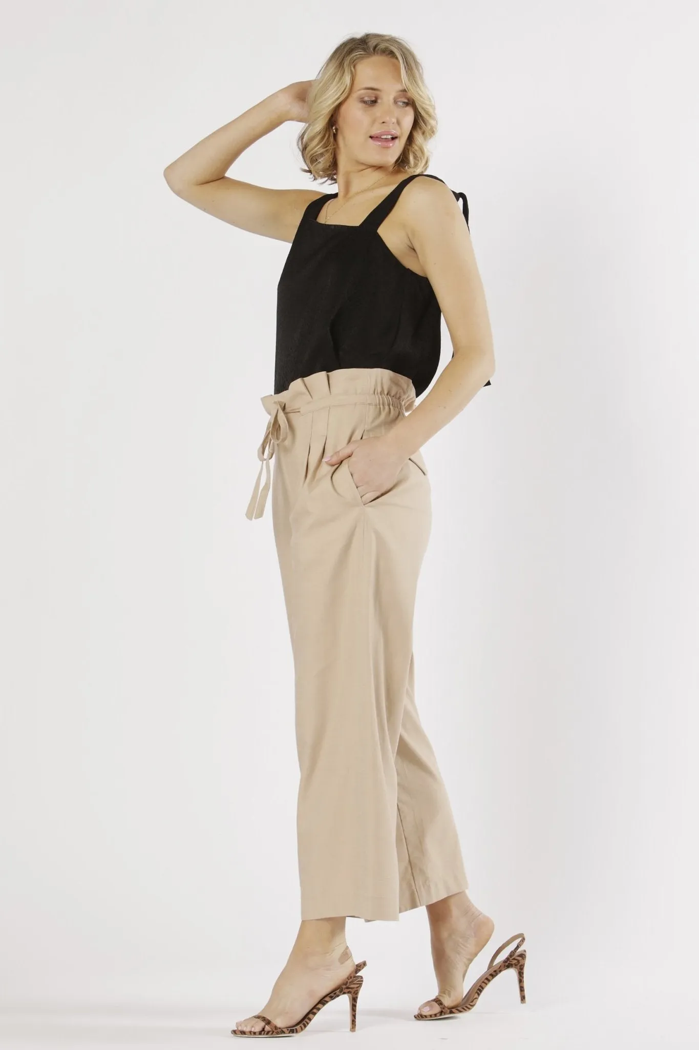 Fate   Becker Paloma High Waisted Pant in Biscotti