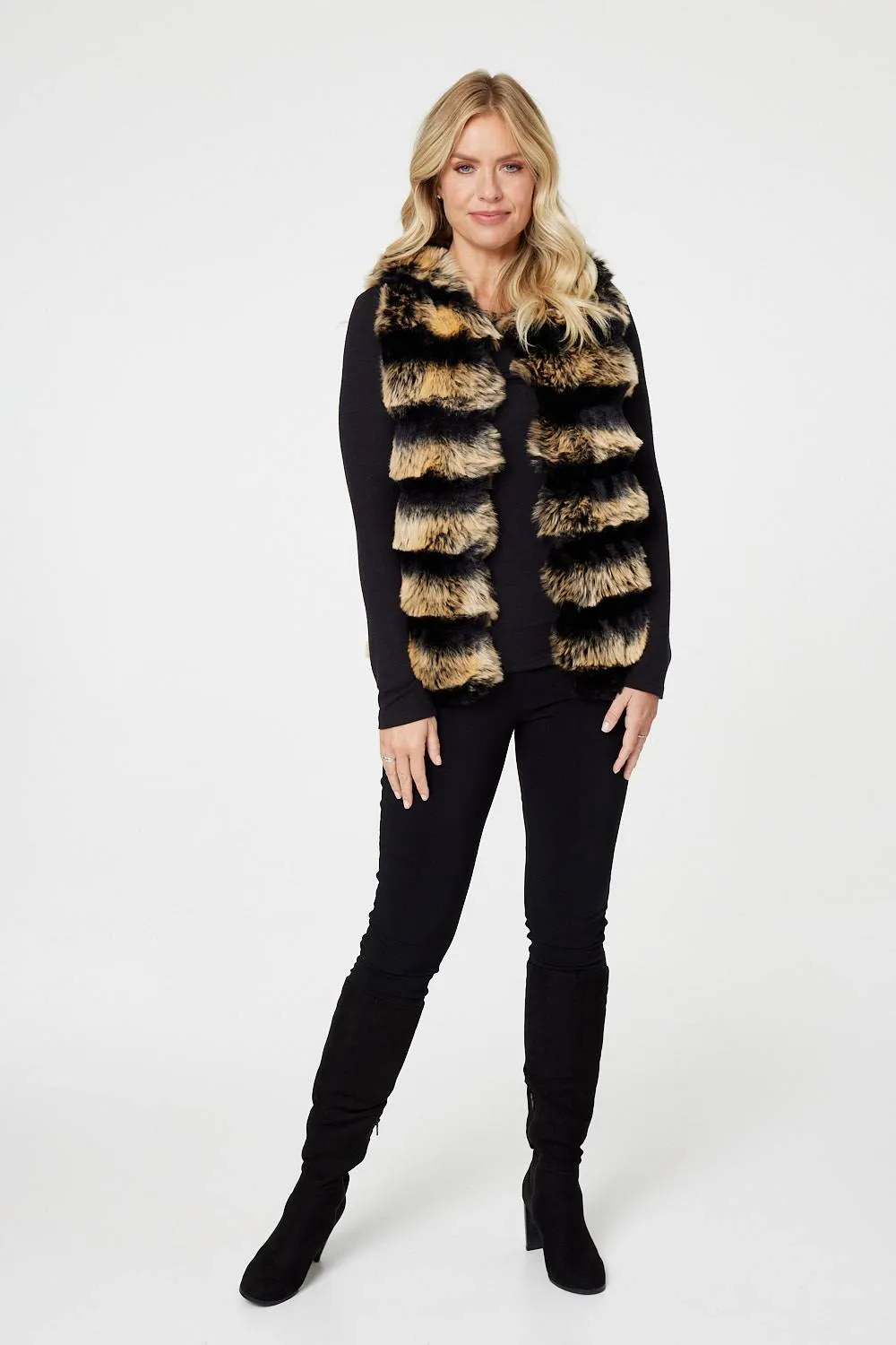 Faux Fur Open Front Gilet