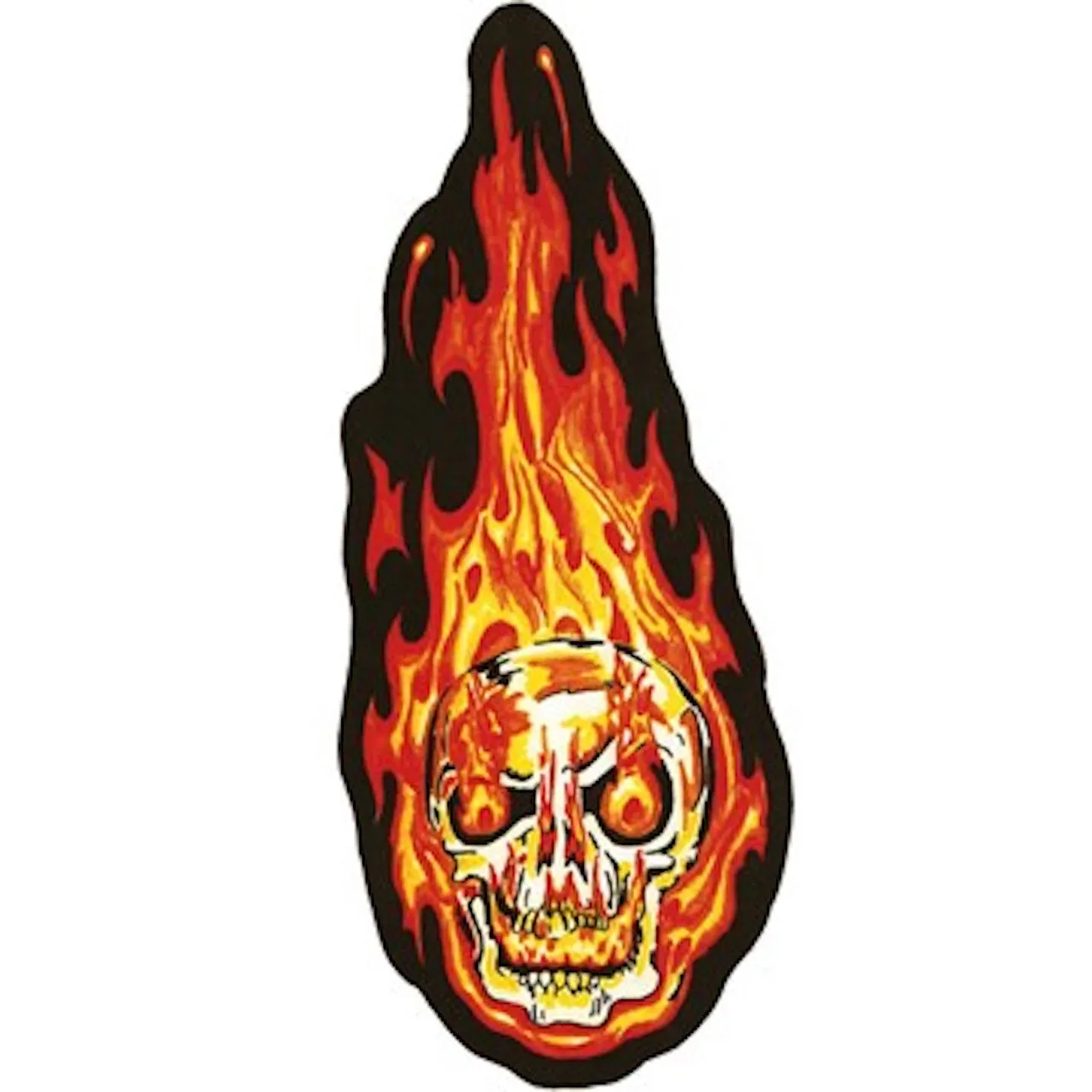 Flaming Skull Head Small Looking Right Motorcycle Vest Patch