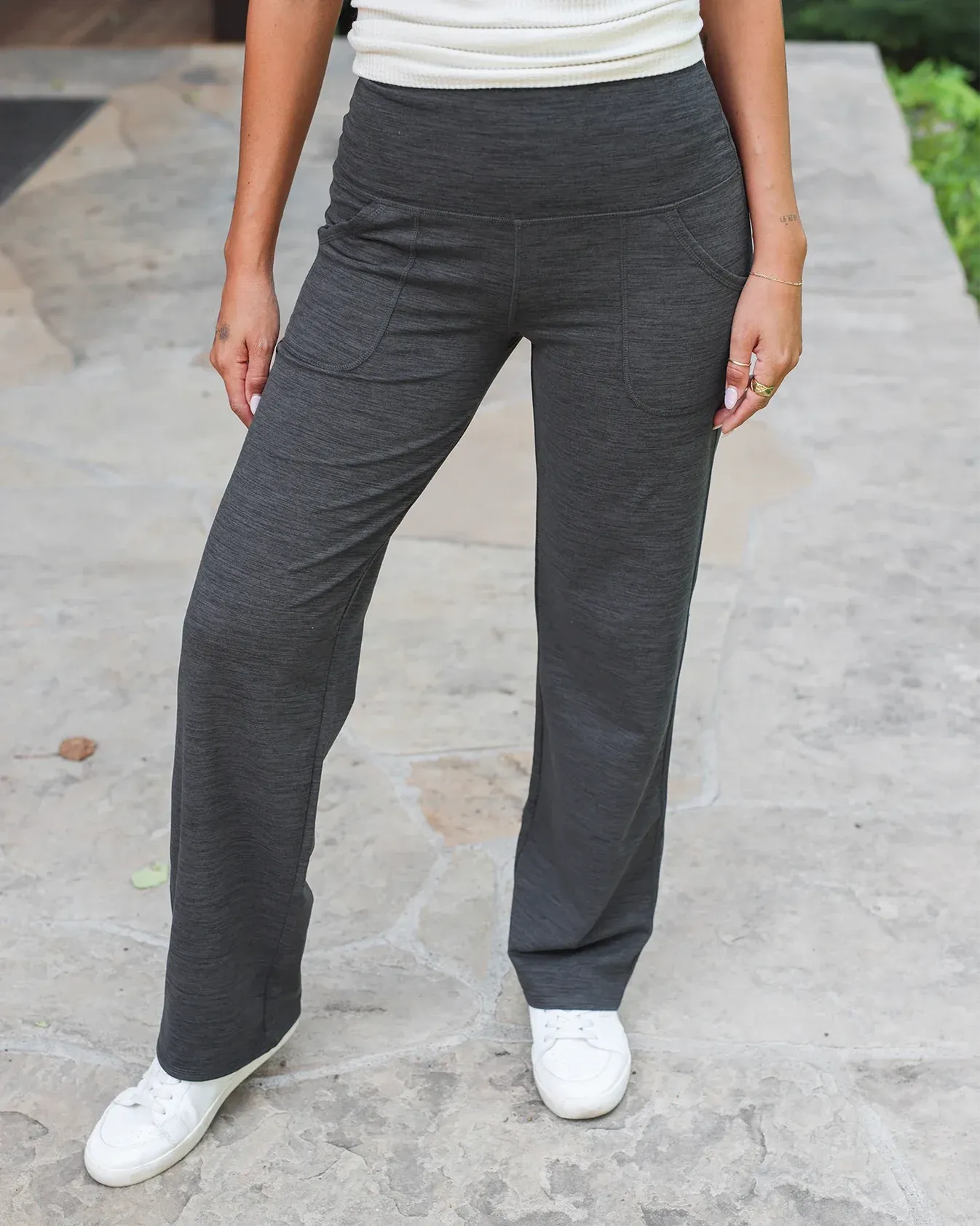 Fleece Lined Straight Leg Lounge Pants in Charcoal Grey by Grace & Lace (Ships in 1-2 Weeks)