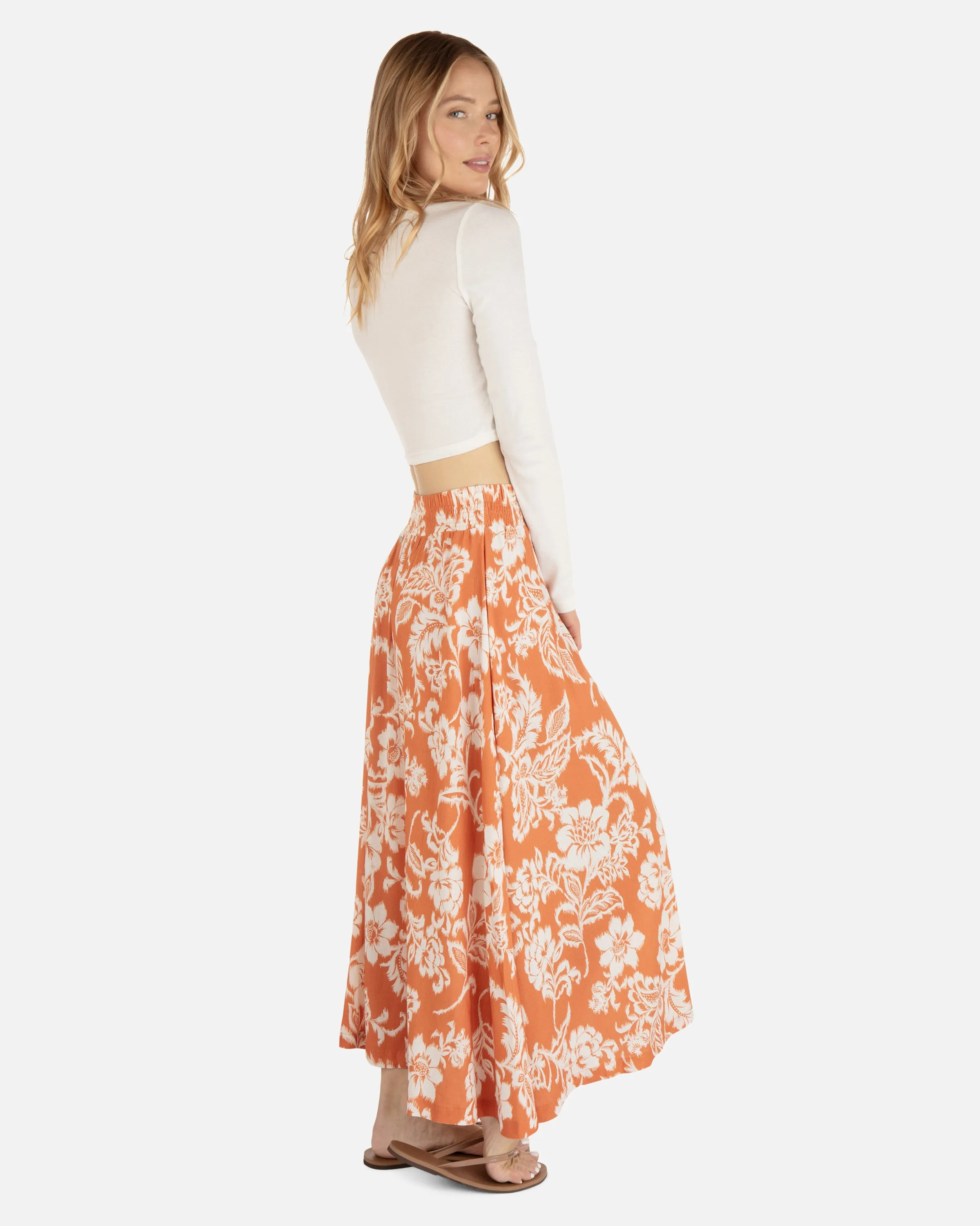 Floral Ikat Midi Skirt