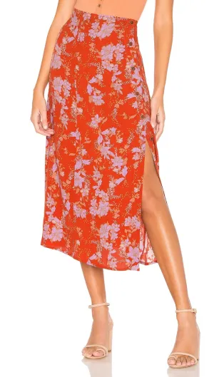 Free People Retro Love Midi Skirt Burnt Orange