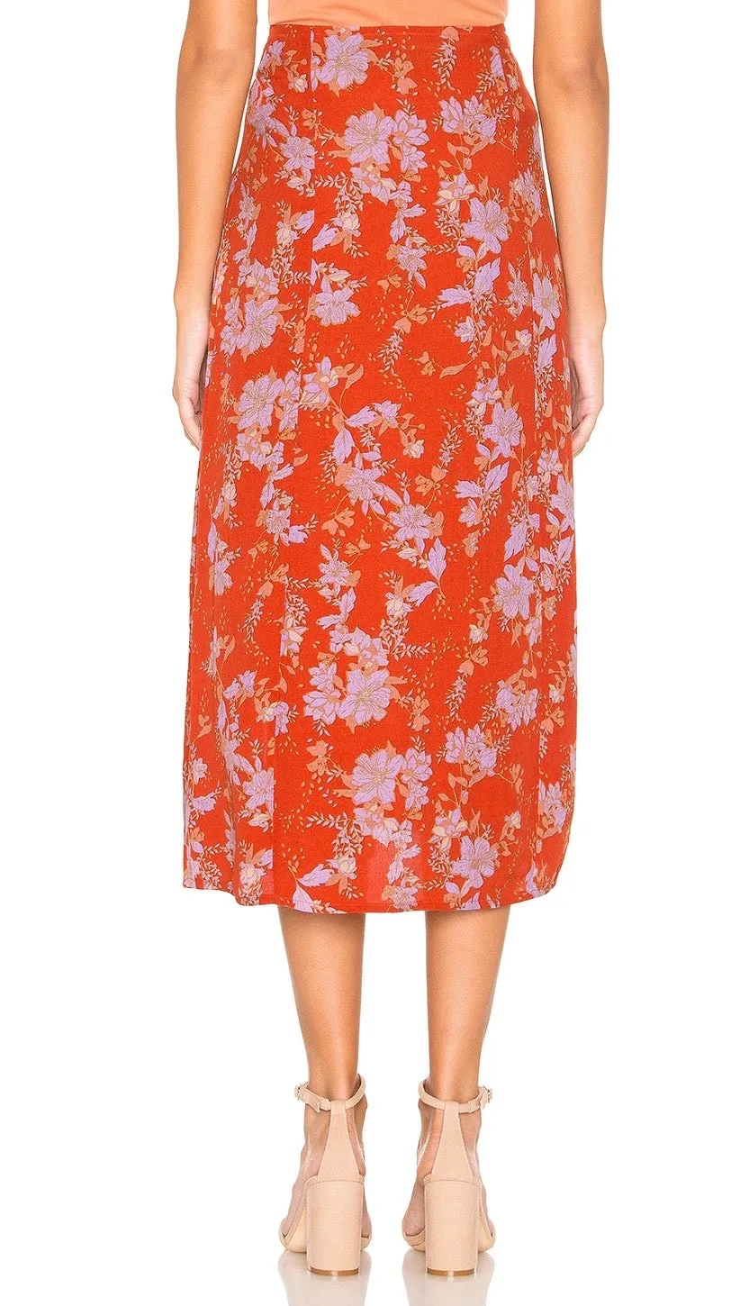 Free People Retro Love Midi Skirt Burnt Orange