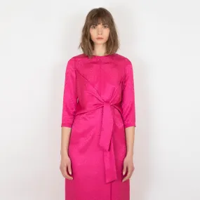 Front tie Magenta Midi dress