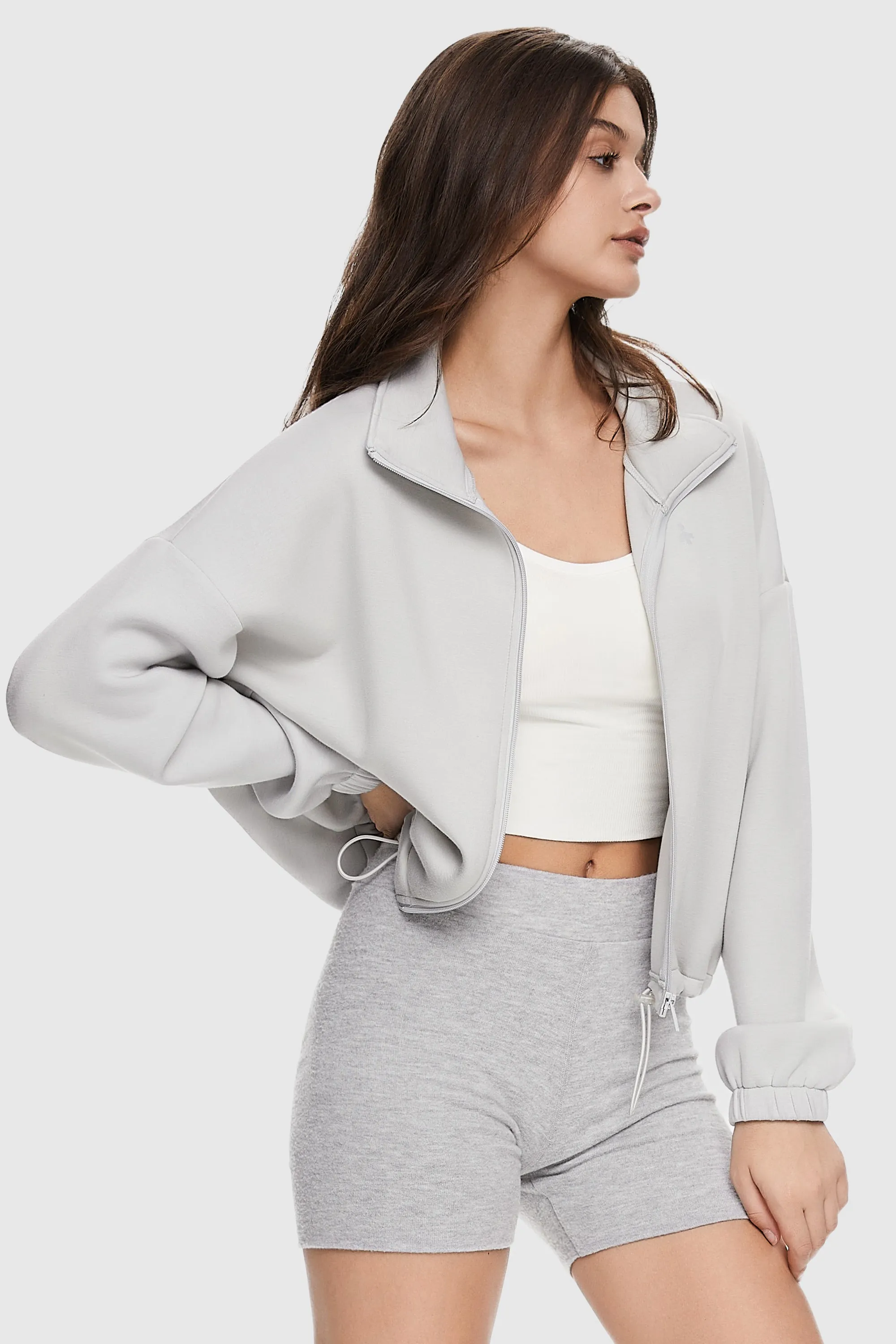 Full Zip Cropped Sweatshirt