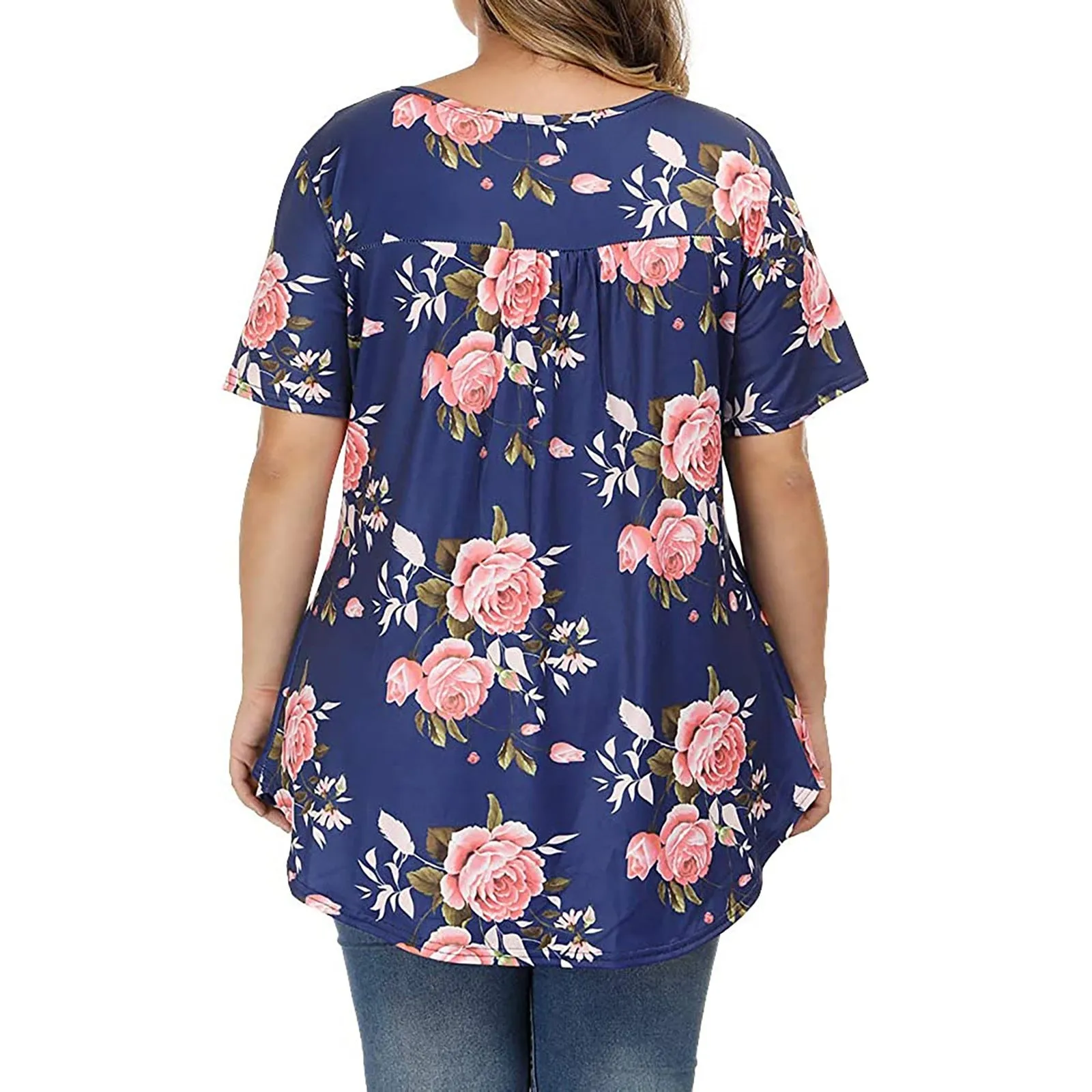 Funki Buys | Shirts | Women's Plus Floral Print, Loose Fit Tops