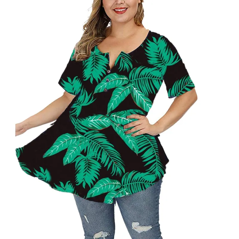 Funki Buys | Shirts | Women's Plus Floral Print, Loose Fit Tops