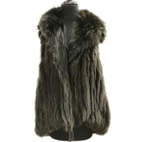 Fur Vest With Hood- Green