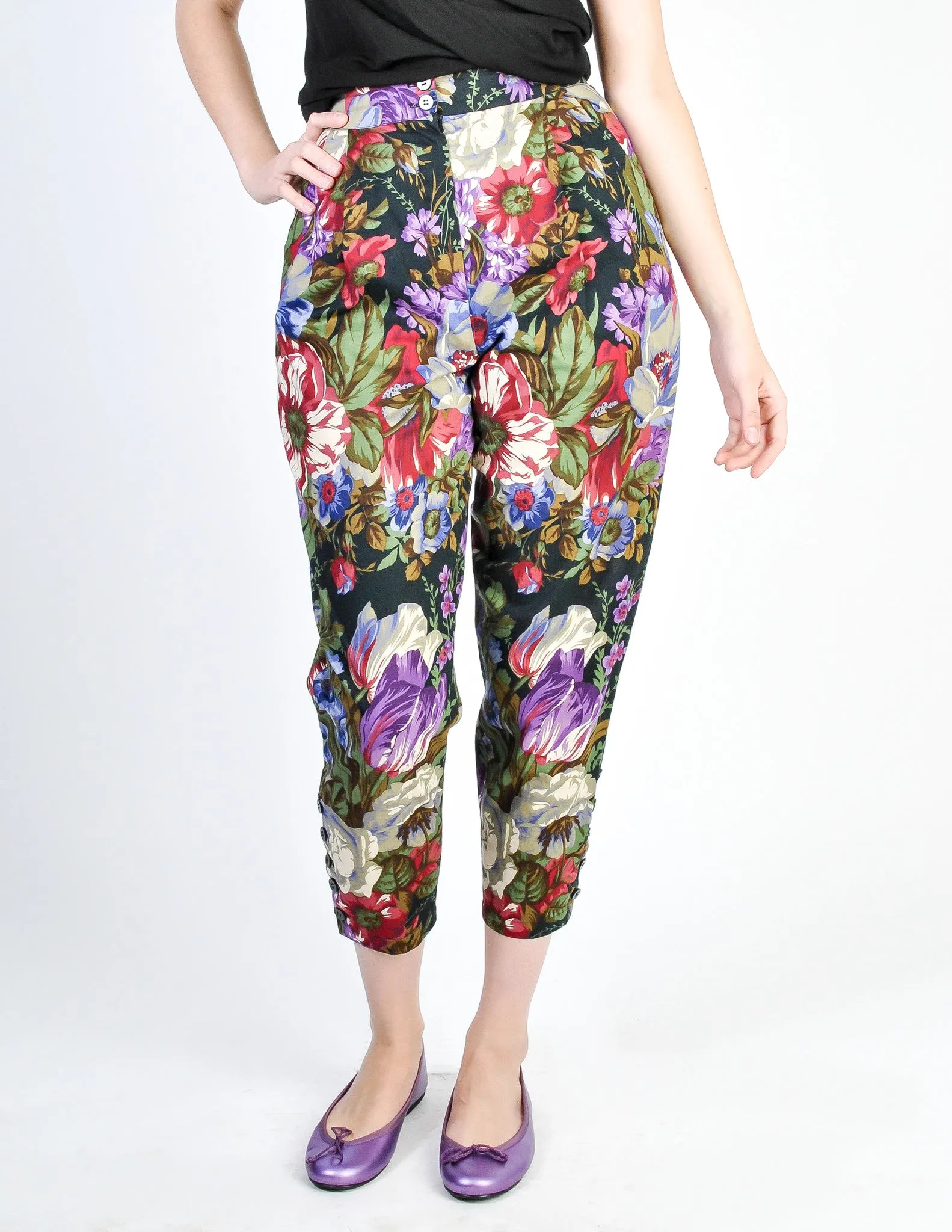 Genny Vintage Cotton Floral High Waist Pants