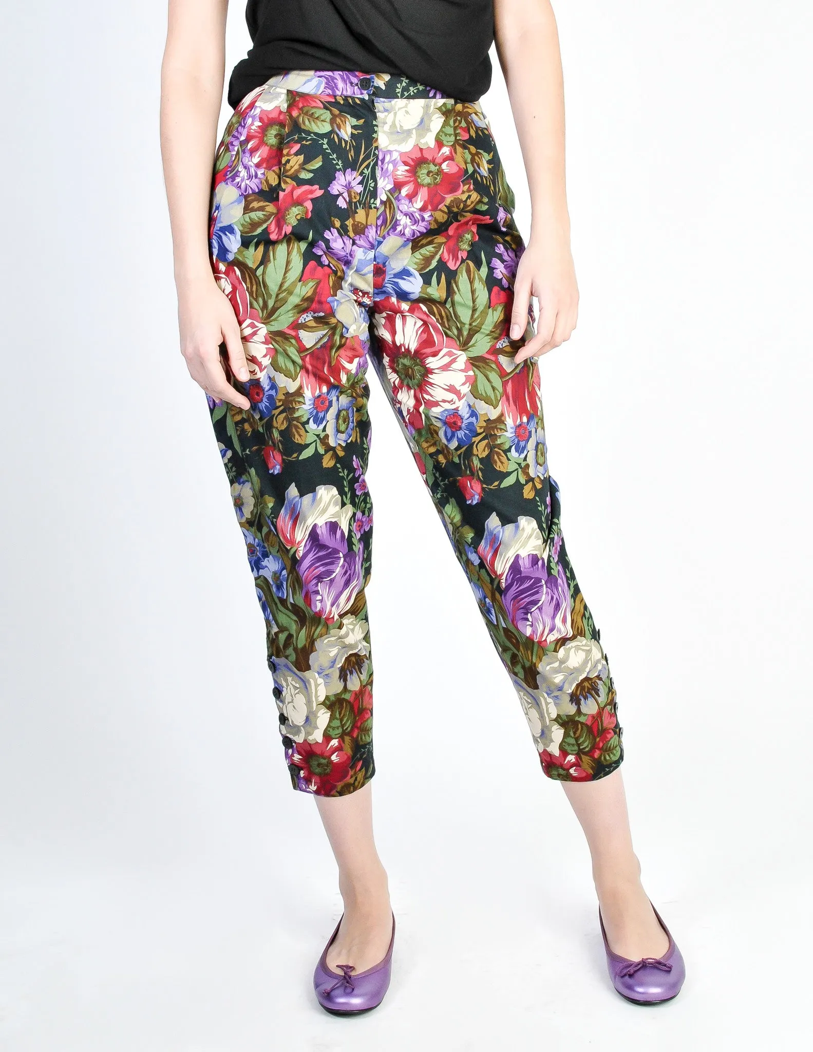 Genny Vintage Cotton Floral High Waist Pants