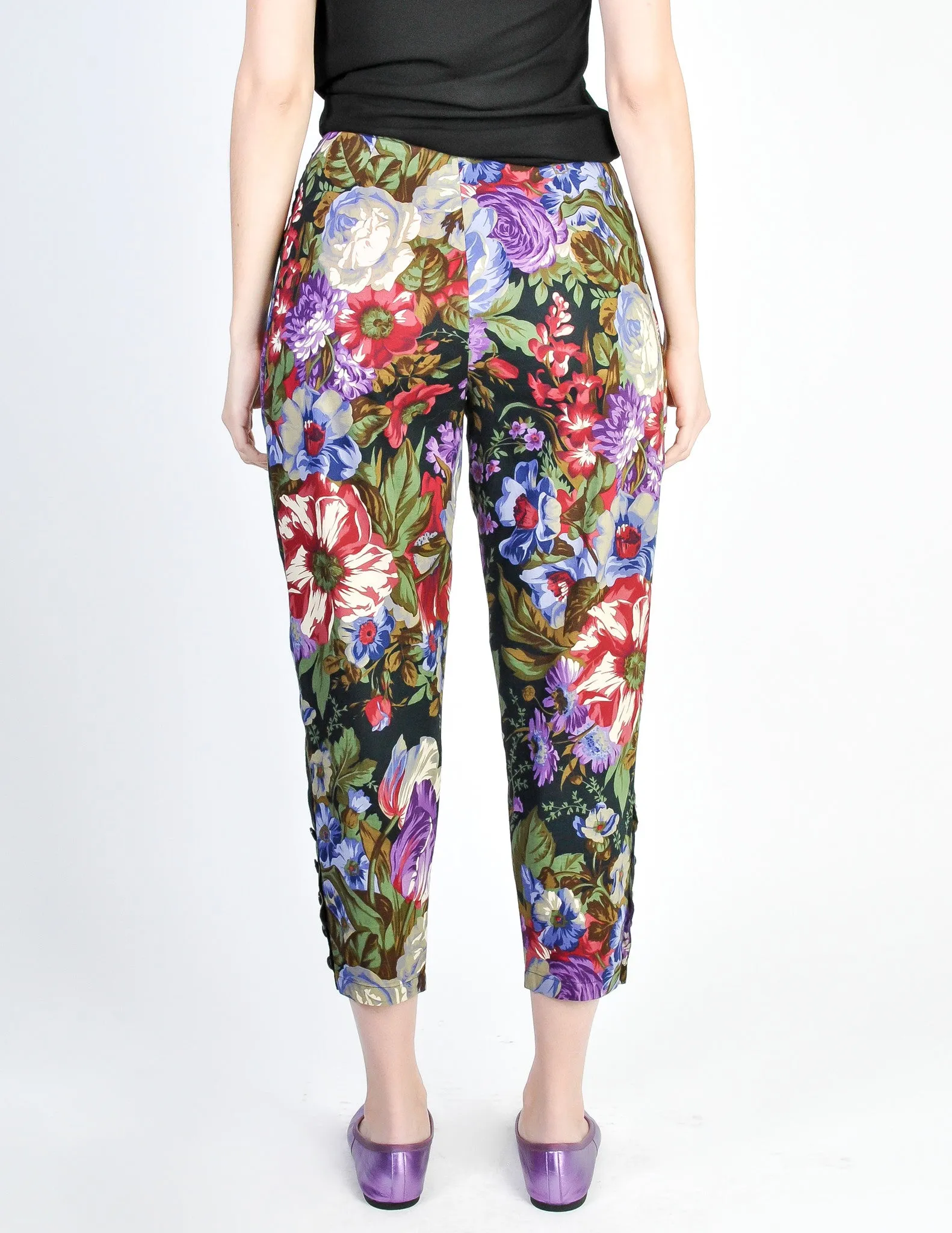 Genny Vintage Cotton Floral High Waist Pants