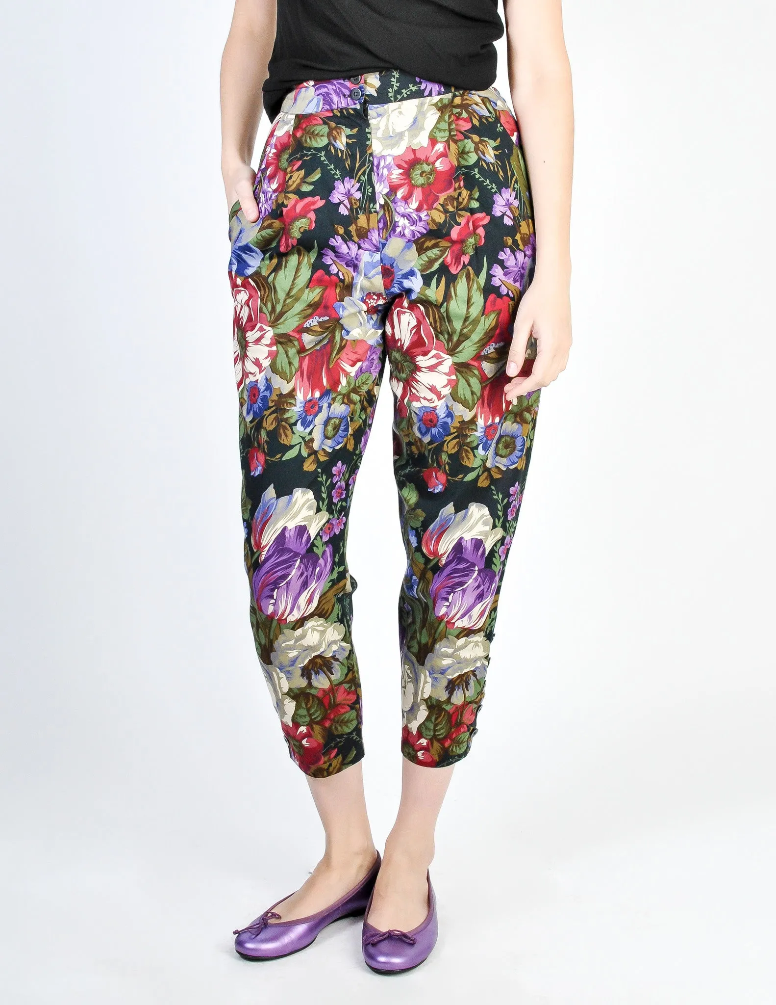 Genny Vintage Cotton Floral High Waist Pants