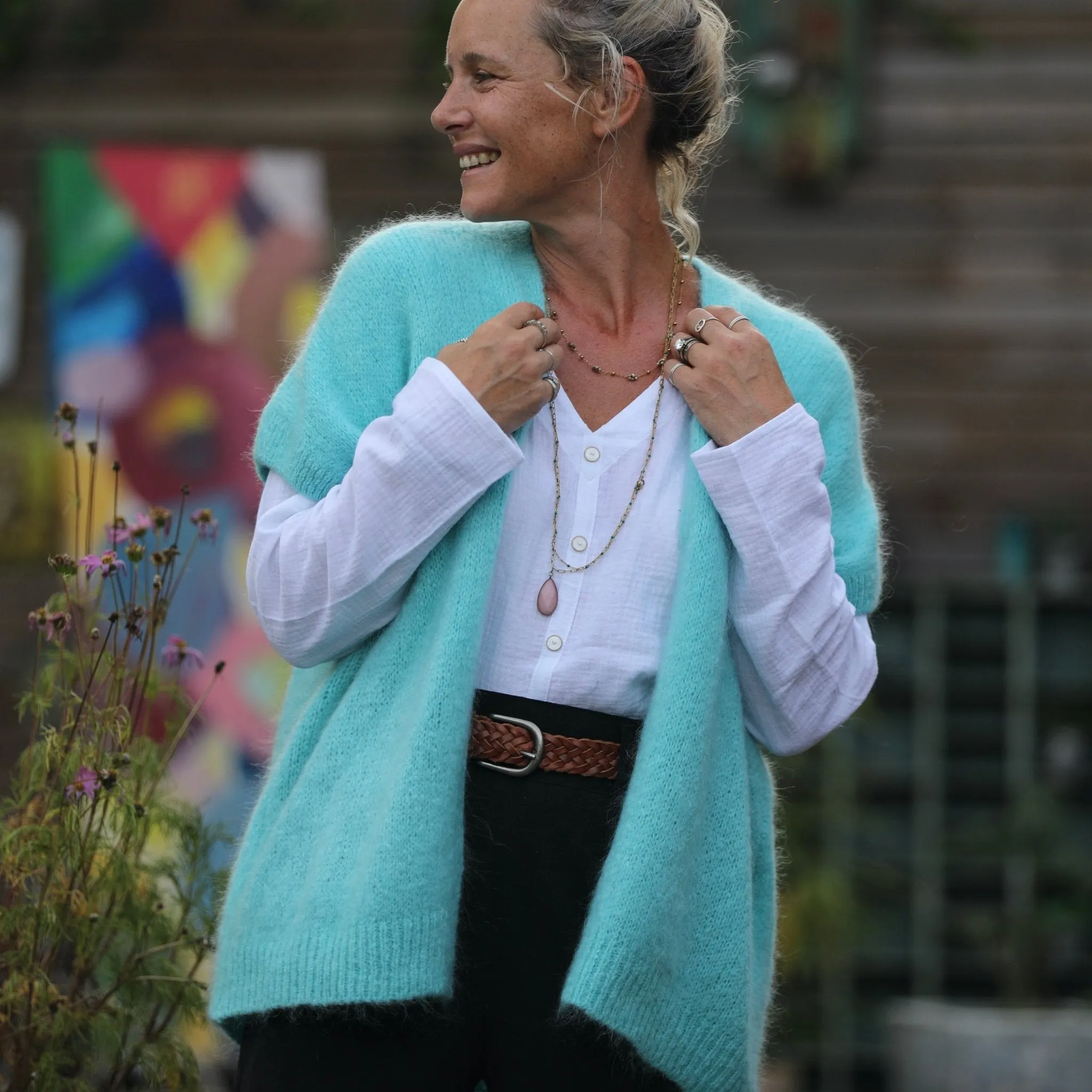 Gilet Mireille turquoise