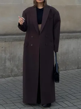 Girlary-shop birkenstock clogs outfit fall Lapel Solid Color Long Jacket Coat Coat 2024 Fashionable Women's Elegant Commuter Wear