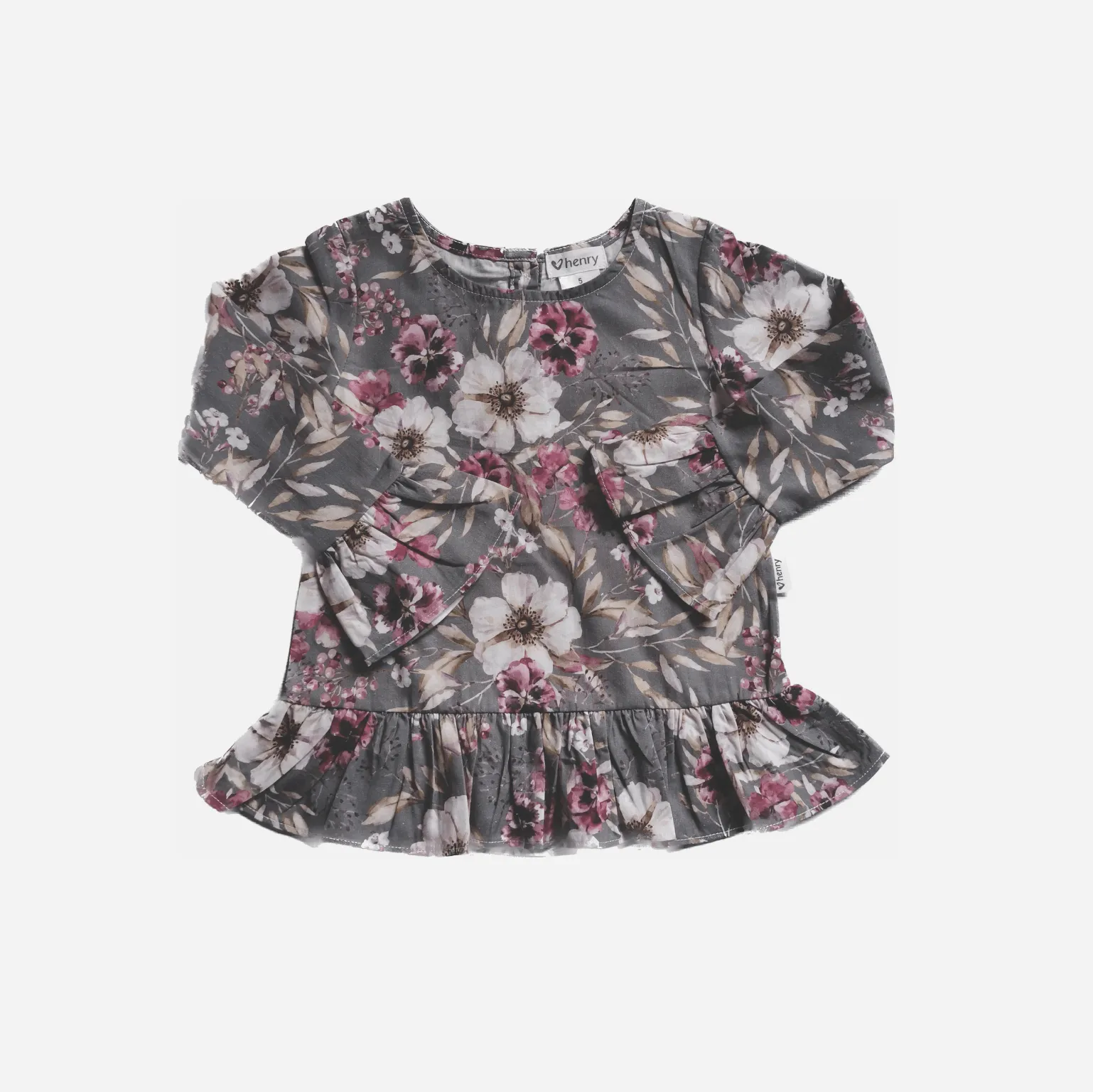 Girls Logan Peplum Top - Midnight Floral