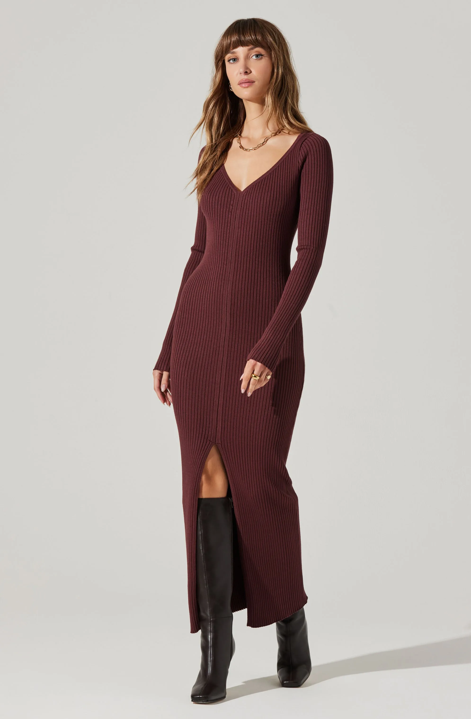 Glenda V-neck Maxi Sweater Dress