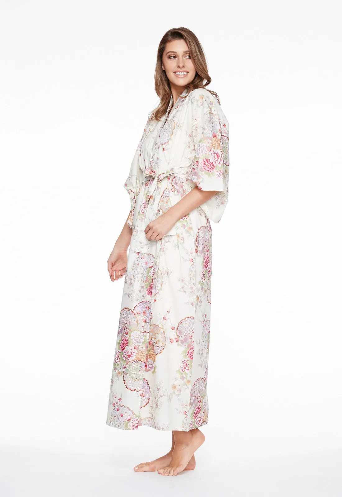 Graceful Circles Cotton Long Kimono