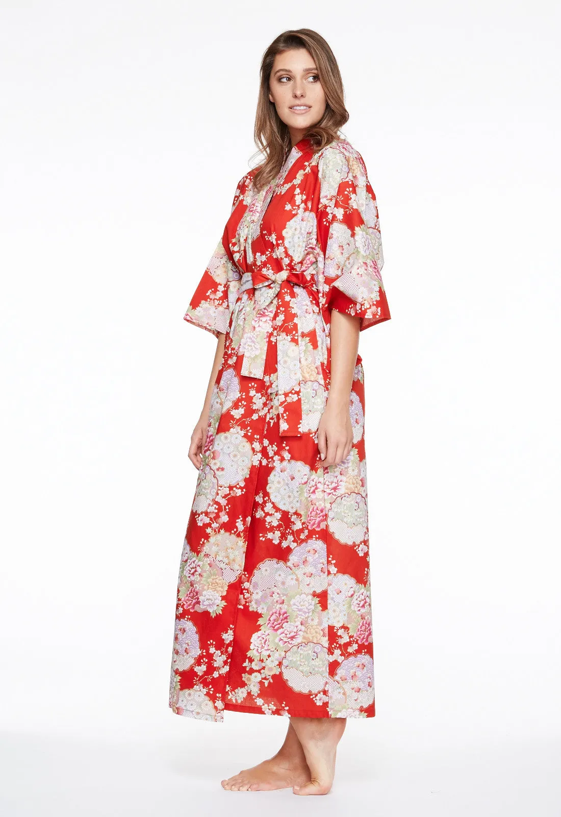 Graceful Circles Cotton Long Kimono